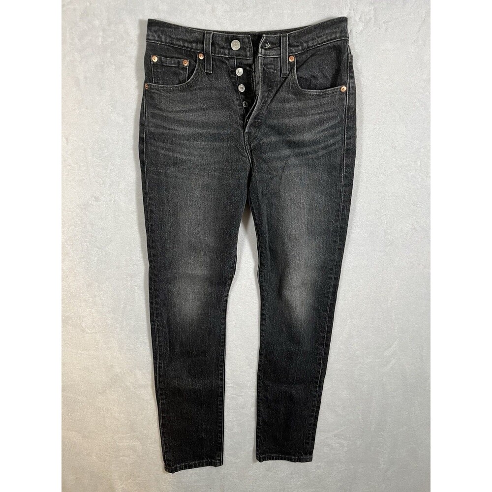 Levis 501 SkinnyFit Jeans Dark Wash Blue Button Fly Straight Leg 25 X 30 Big E